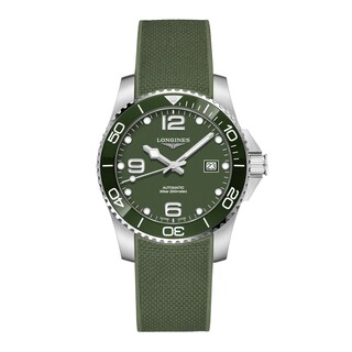 Longines HydroConquest Men's Khaki Rubber Strap Watch Ernest Jones