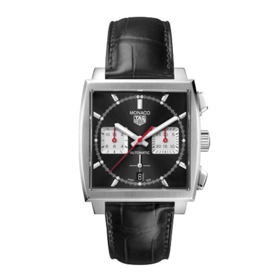 TAG Heuer Monaco Men’s Black Leather Strap Watch