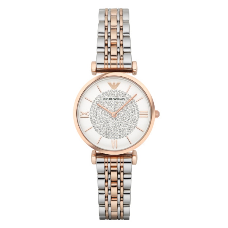Emporio Armani Ladies' Crystal Dial Rose Gold Two Tone Bracelet Watch