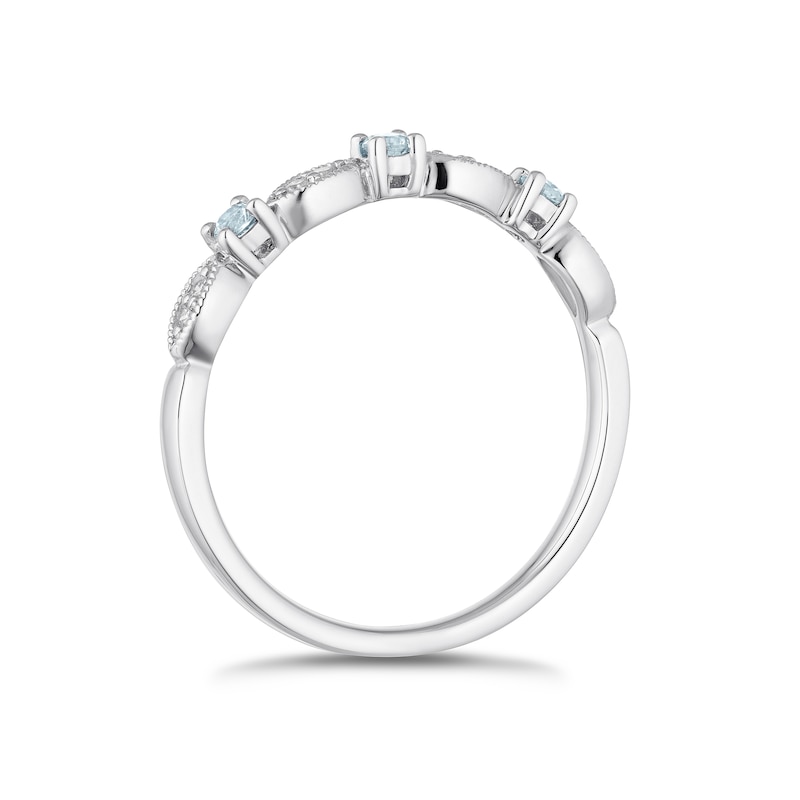 9ct White Gold Aquamarine & Diamond Eternity Ring