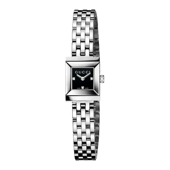 Gucci G-Frame Black Diamond Stainless Steel Bracelet Watch