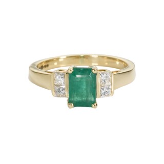 18ct Gold Emerald & 0.25ct Diamond Ring Ernest Jones