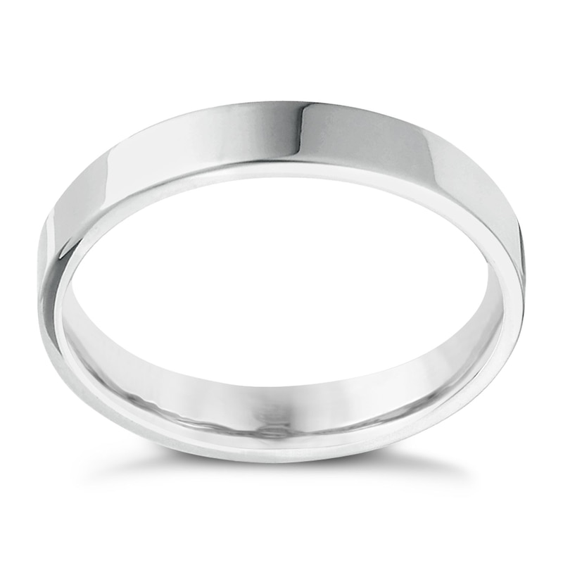9ct White Gold Extra Heavy Flat Court 4mm Ring