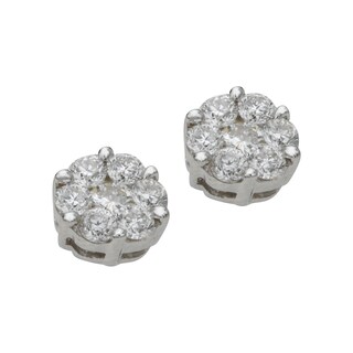 9ct White Gold 0.50ct Total Diamond Cluster Stud Earrings Ernest Jones