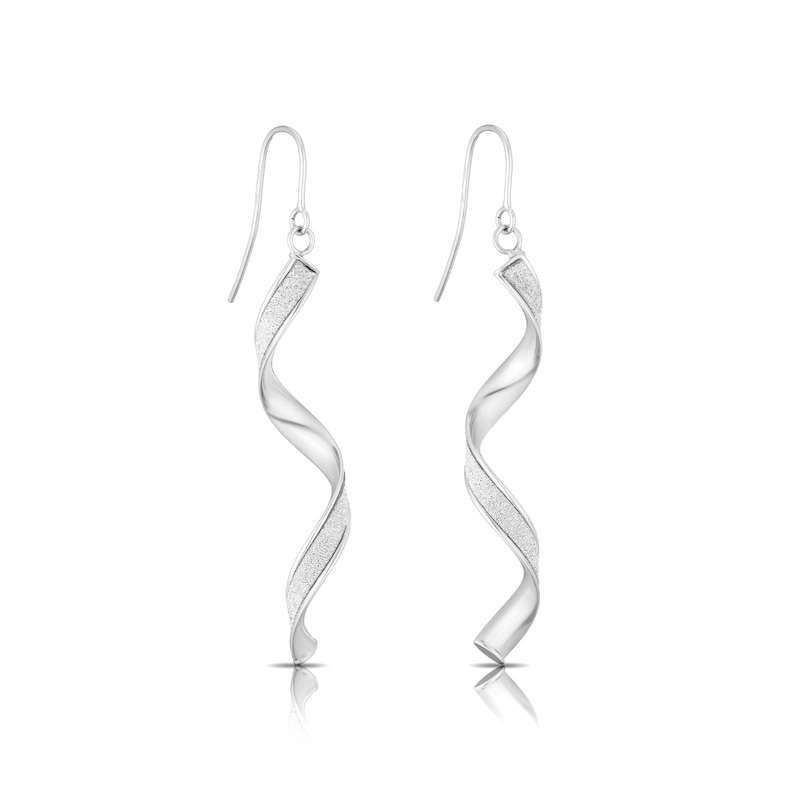 9ct White Gold Sparkling Twist Earrings
