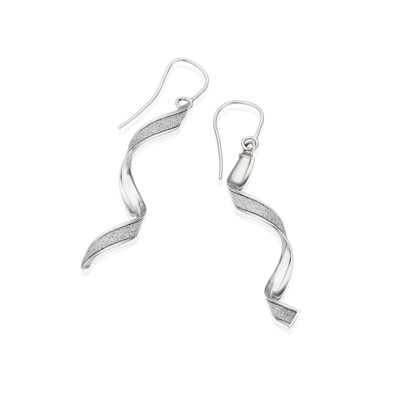 9ct White Gold Sparkling Twist Earrings