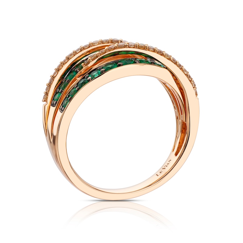 14ct Rose Gold 0.18ct Nude Diamond & Emerald Ring