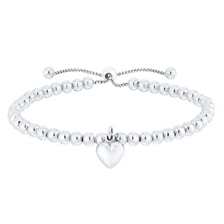 Sterling Silver Beaded Heart Adjustable Bracelet Ernest Jones