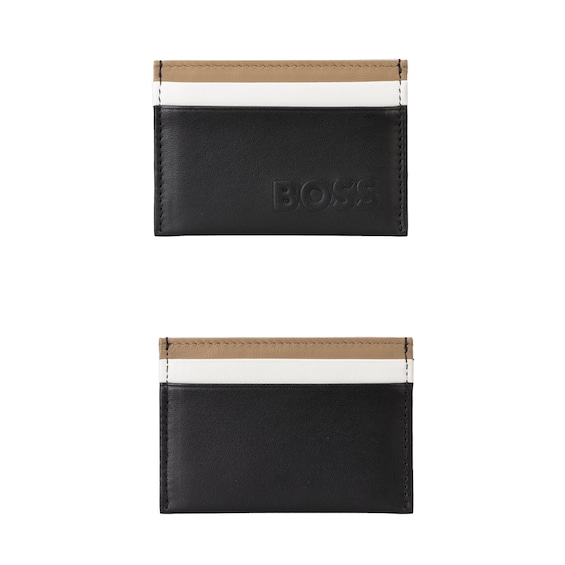 BOSS Men’s Grained Leather Signature Stripe Card Holder