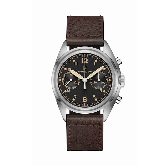 Hamilton Aviation Pioneer Men’s Brown Leather Strap Watch