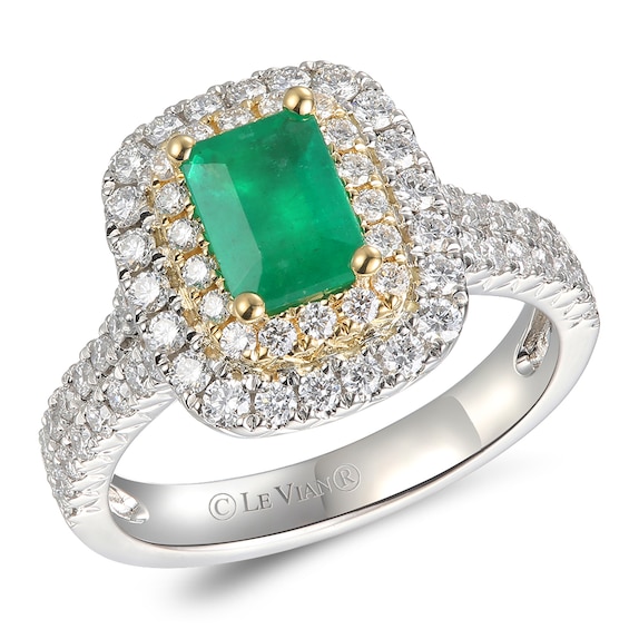 Le Vian Platinum Emerald & 0.80ct Diamond Ring