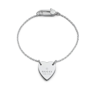 Gucci Trademark Engraved Heart Silver Bracelet|Ernest Jones