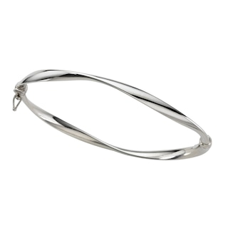 9ct White Gold Wave Design Bangle Ernest Jones
