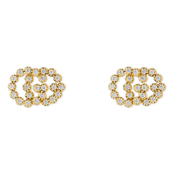 Gucci Icon 18ct Yellow Gold Stud Diamond Earrings