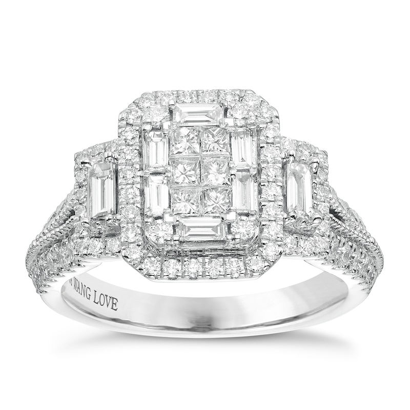 Vera Wang Platinum 0.95ct Total Diamond Cluster Ring