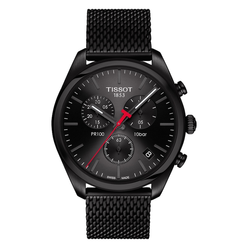 Tissot PR 100 Men's Stainless Steel Black Chronograph Watch