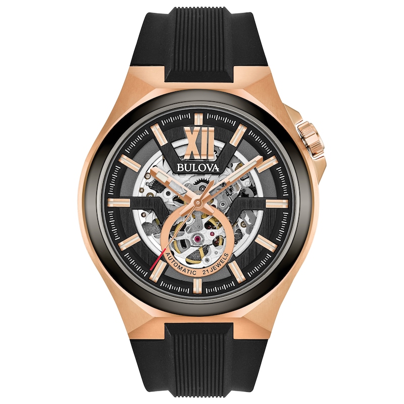 Bulova Maquina Automatic Men's Rose Gold Plated Steel Strap Watch