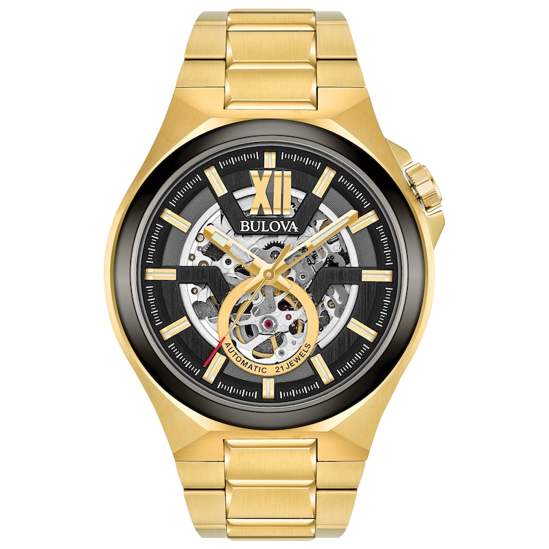Bulova Maquina Automatic Men's Gold Plated Steel Bracelet Watch