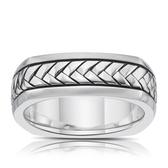 Sterling Silver 925 Men’s Woven Pattern Ring