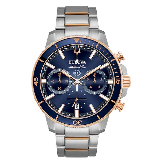 Bulova Men’s Marine Star Blue & Rose Gold Tone Watch