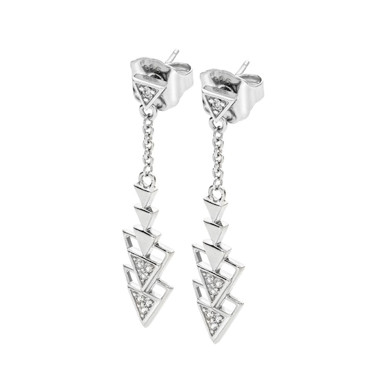 Lucy Quartermaine Art Deco Silver White Topaz Drop Earrings