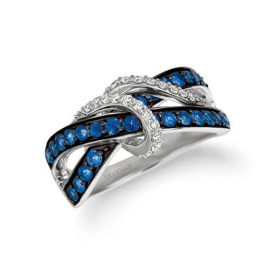 Le Vian 14ct White Gold Sapphire 0.18ct Diamond Ring