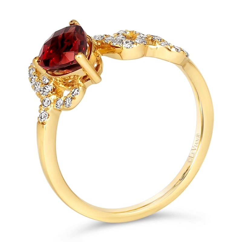 Le Vian 14ct Yellow Gold Garnet 0.23ct Diamond Love Ring