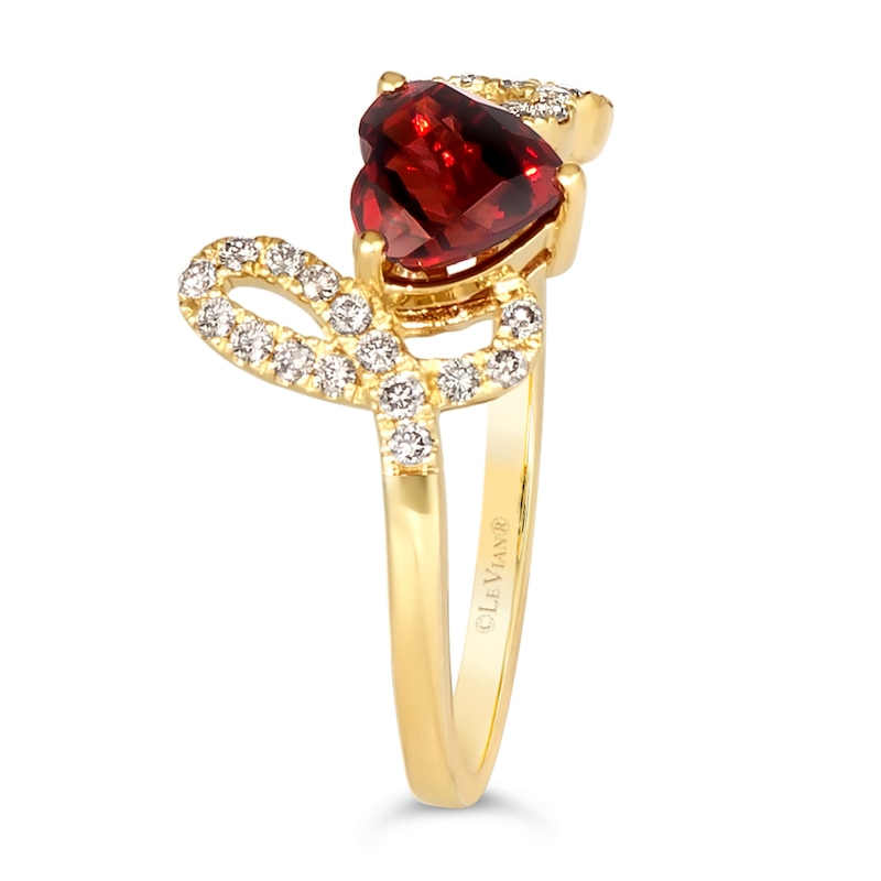 Le Vian 14ct Yellow Gold Garnet 0.23ct Diamond Love Ring