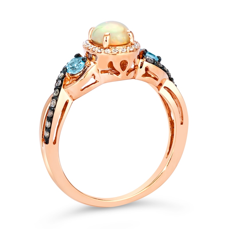 Le Vian 14ct Rose Gold Opal & Topaz 0.23ct Diamond Ring