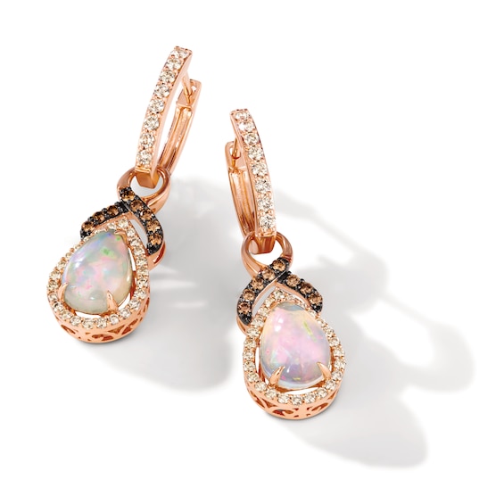Le Vian 14ct Rose Gold Opal 0.80ct Diamond Drop Earrings
