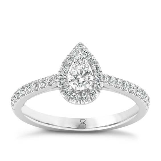 The Diamond Story Platinum 0.50ct Total Diamond Halo Ring