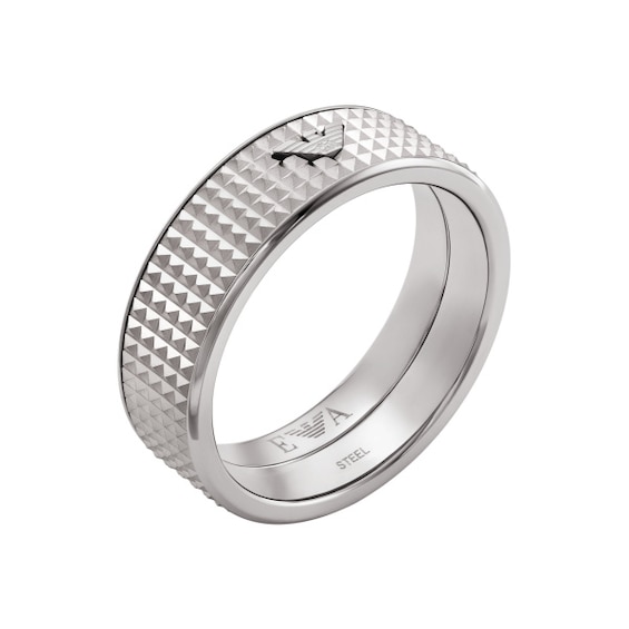 Emporio Armani Men’s Stainless Steel Textured Ring Size Medium