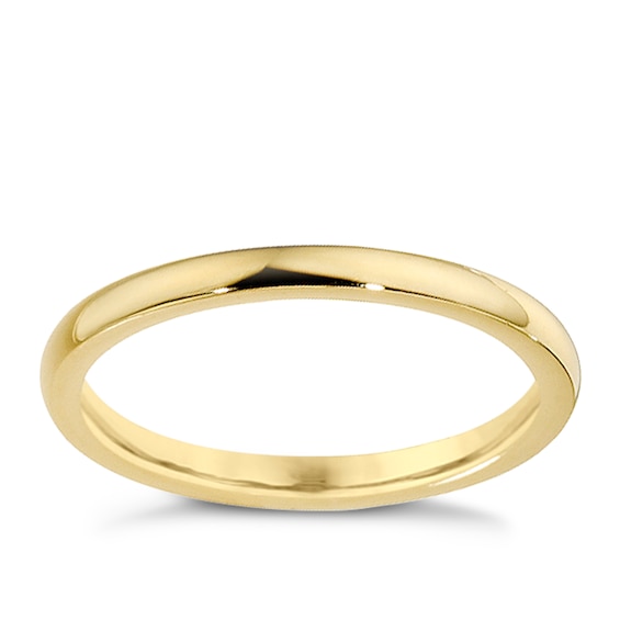 18ct Yellow Gold 2mm Super Heavyweight Court Ring