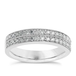 9ct White Gold 0.50ct Diamond Milgrain Wedding Ring Ernest Jones
