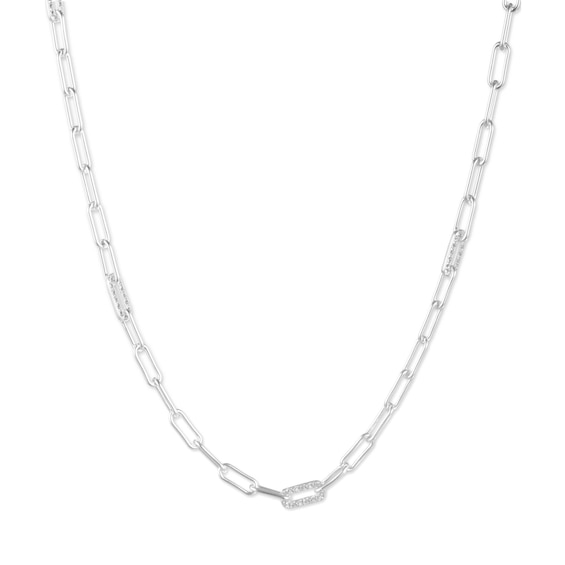 Lauren Ralph Lauren Sterling Silver Pave Set Crystal Chain Necklace