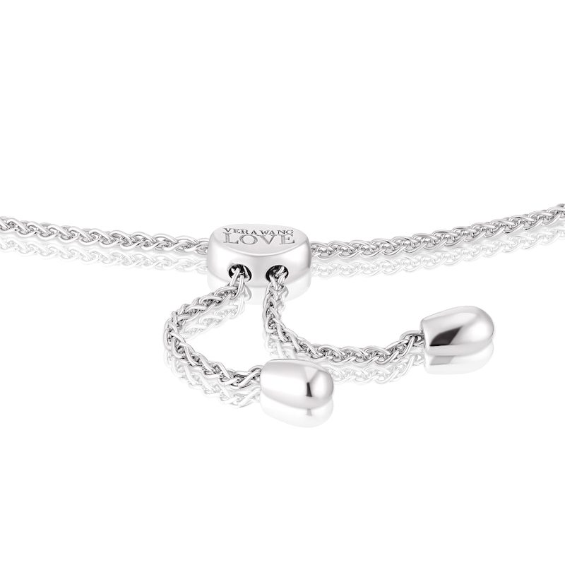 Vera Wang Silver 7 Inch Sapphire 0.04ct Diamond Heart Bolo Bracelet