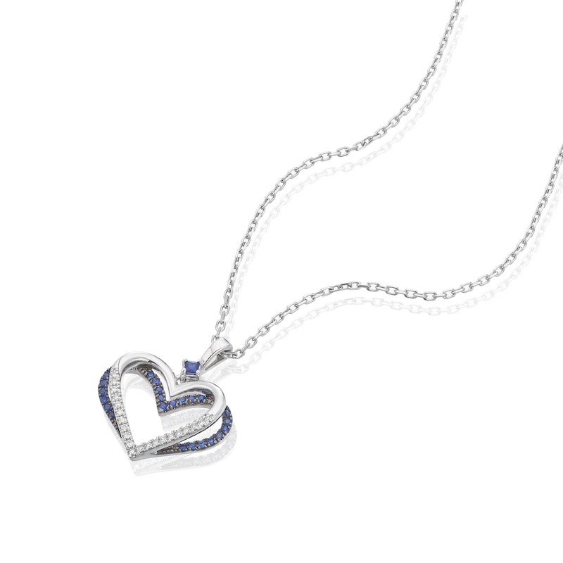 Vera Wang Silver Sapphire 0.09ct Diamond Heart Pendant