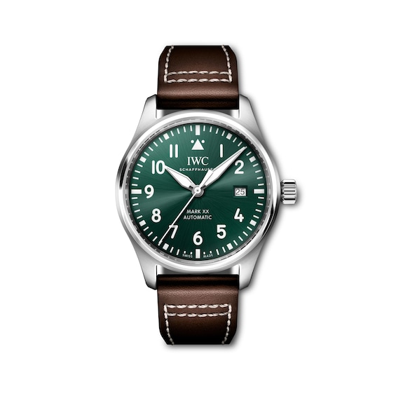 IWC Pilot’s Watches Men’s Green Dial & Brown Leather Strap Watch