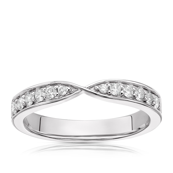 Platinum 0.25ct Diamond Pave Pinched Half Eternity Ring