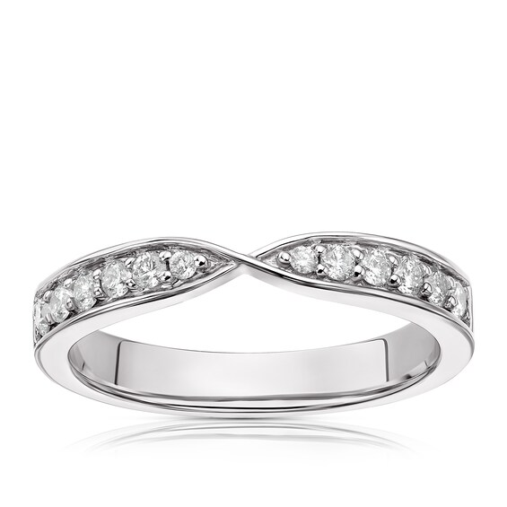 Platinum 0.25ct Diamond Pave Pinched Half Eternity Ring