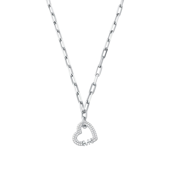 Michael Kors Love Sterling Silver Chain Heart Pendant