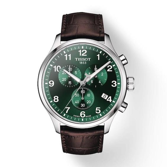 Tissot Chrono XL Men’s Green Dial & Brown Leather Strap Watch