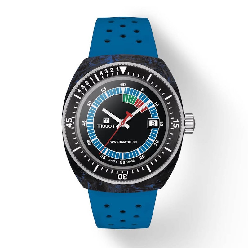 Tissot Sideral S Powermatic Men's Black Dial & Blue Rubber Strap Watch