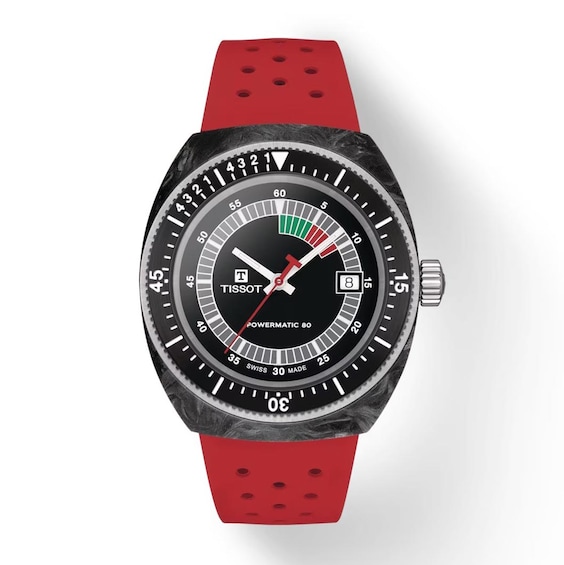 Tissot Sideral S Powermatic Men’s Black Dial & Red Rubber Strap Watch