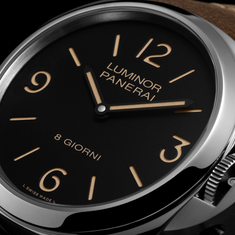 Panerai Luminor 8 Giorni 44mm Men's Black Dial & Brown Leather Strap Watch