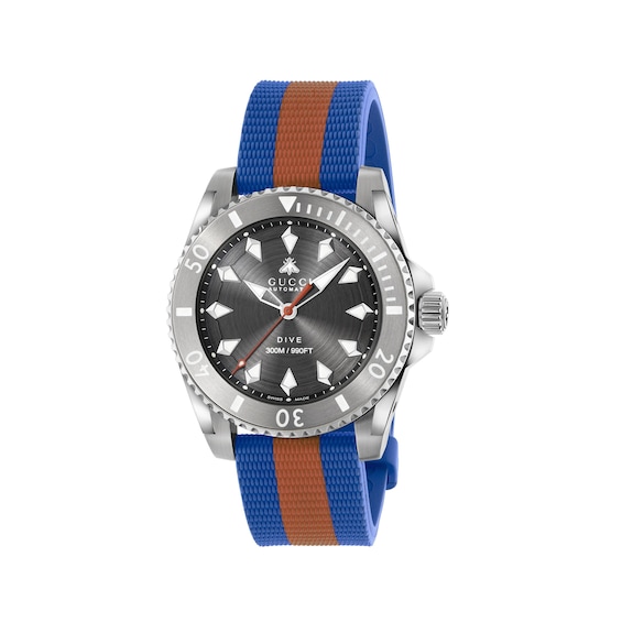 Gucci Dive Automatic 40mm Blue & Orange Fabric Strap Watch