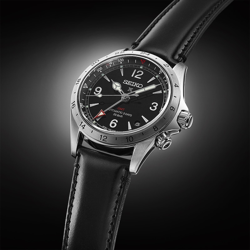 Seiko Prospex Men's Black Dial & Leather Strap Watch