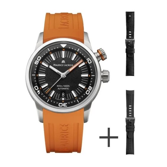 Maurice Lacroix PONTOS S Diver 42mm Men’s Orange Strap Watch
