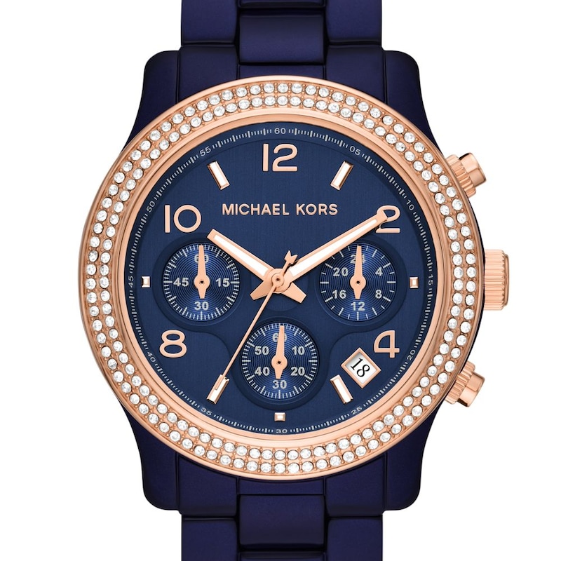 Michael Kors Ladies' Runway Chronograph & Navy Blue Acetate Strap Watch