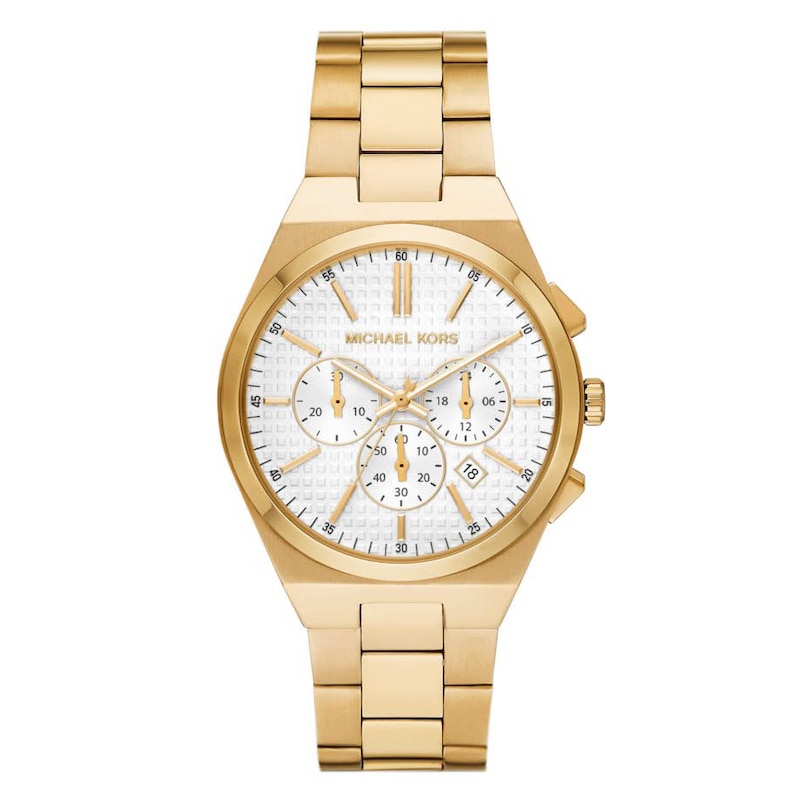 Michael Kors Lennox Men's White Dial & Gold-Tone Stainless Steel Watch